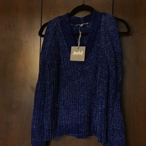 Marled cold shoulder sweater